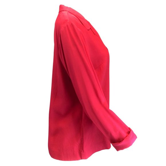 DRIES VAN NOTEN RASPBERRY PINK LONG SLEEVED BUTTON-DOWN TOP - Picture 2 of 5